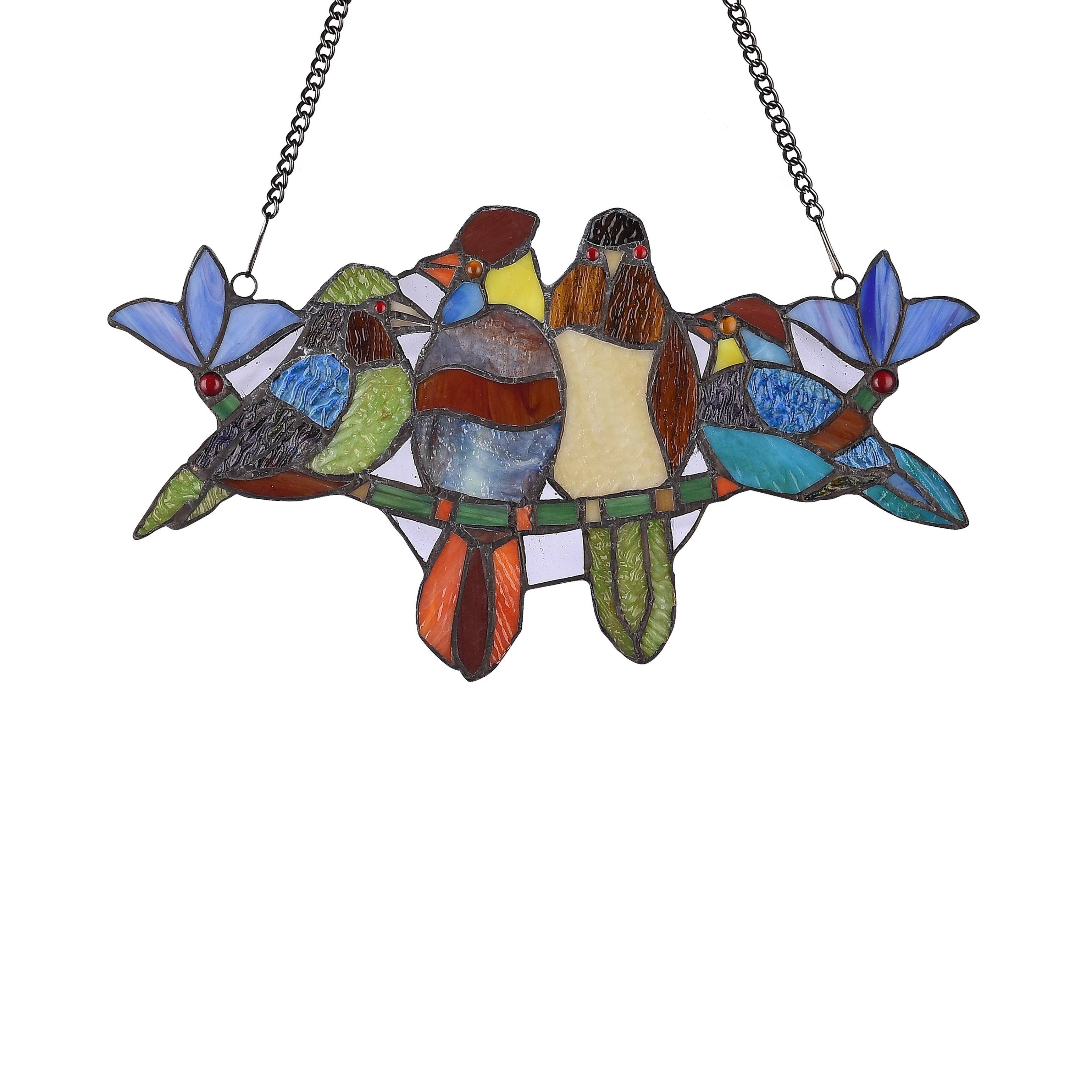 Gracewood Hollow Deffalah 78-Piece Stained Glass Birds Window Suncatcher