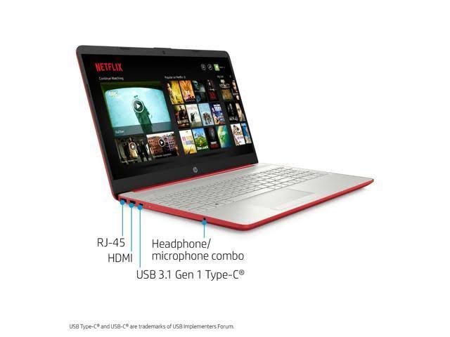 HP 15-dw0081 Pentium Silver N5000 1.1GHz 500GB 4GB Win10 Webcam Scarlet Red