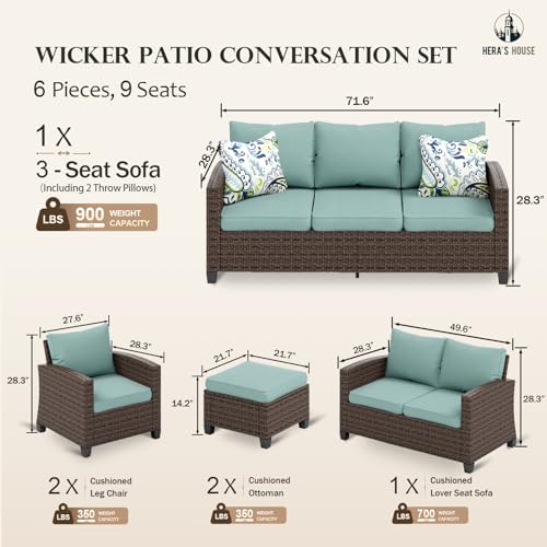 HERA'S HOUSE Patio Furniture Set with 56" Fire Pit Table, Outdoor Patio Conversation Sets