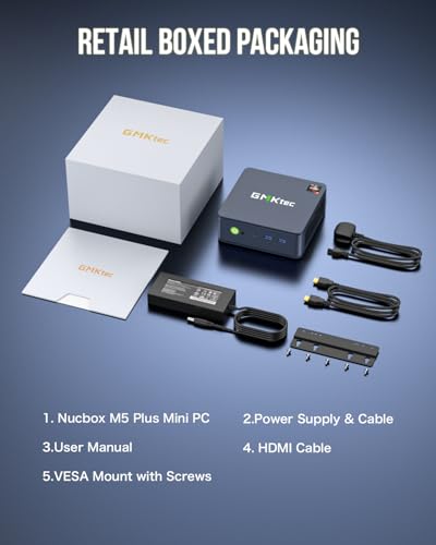 GMKtec M5 Plus Gaming Mini PC Ryzen 7 5825U (Upgraded 7430U/ 5700U), 32GB RAM 1TB SSD Dual NIC LAN 2.5GbE Desktop Computers Office Home