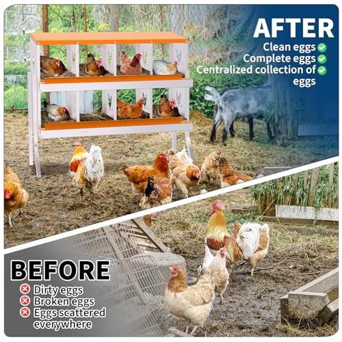 Garvee Chicken Nesting Box with Removable Tray, 8 Compartment Nesting Boxes for Chickens, Easy to Clean and Install