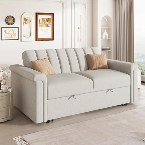 Pull Out Sofa Bed, Loveseat Sleeper, Convertible Soft Cushion Sofa Pull Bed,for Two People to Sit On, 2-in-1 Sofa Bed with Adjustable Backrest