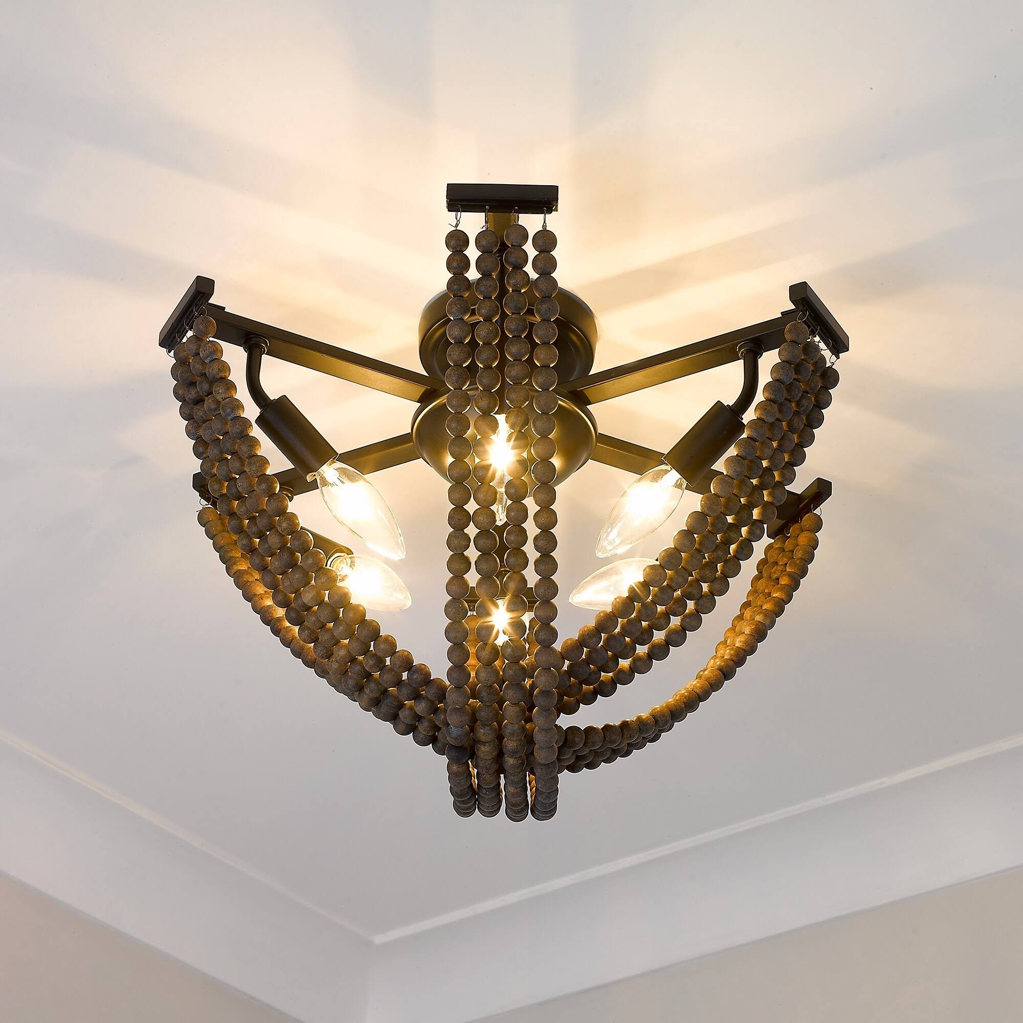 Golden Lighting 1896-6SF BLK-CHN Samba 6 Light Semi-Flush Matte Black
