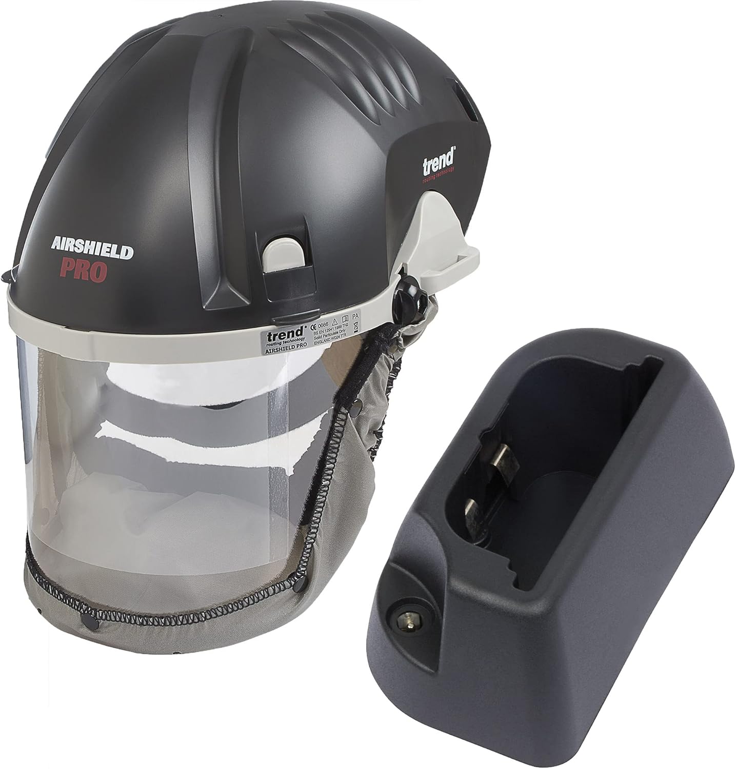 TREND AIR/PRO Airshield and Faceshield Dust Protector - Battery Powered and Air Circulating For Use With All Woodworking Applications