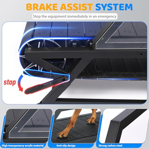 Dog Treadmill for Large Dogs, Medium Dogs with Brake, Dog Slatmill,Non-Electric Treadmill for with Step Counter, Adjustable Incline & Brake