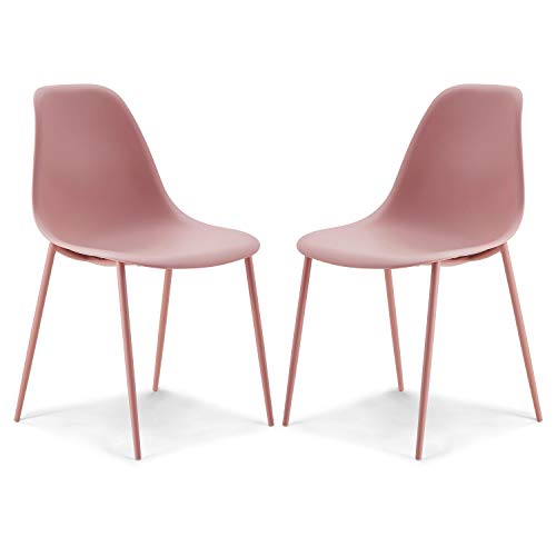 POLY & BARK Isla Modern Kitchen Chairs Set of 4 - Plastic Dining Chair with Metal Legs