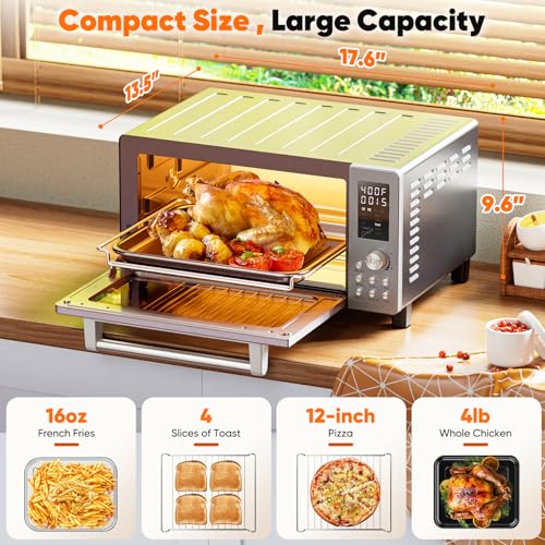 Nuwave Bravo Pro Smart 21QT Toaster Oven Air Fryer Combo, Convection Oven Countertop, 10 functions all in 1, with even & quick crisp technology