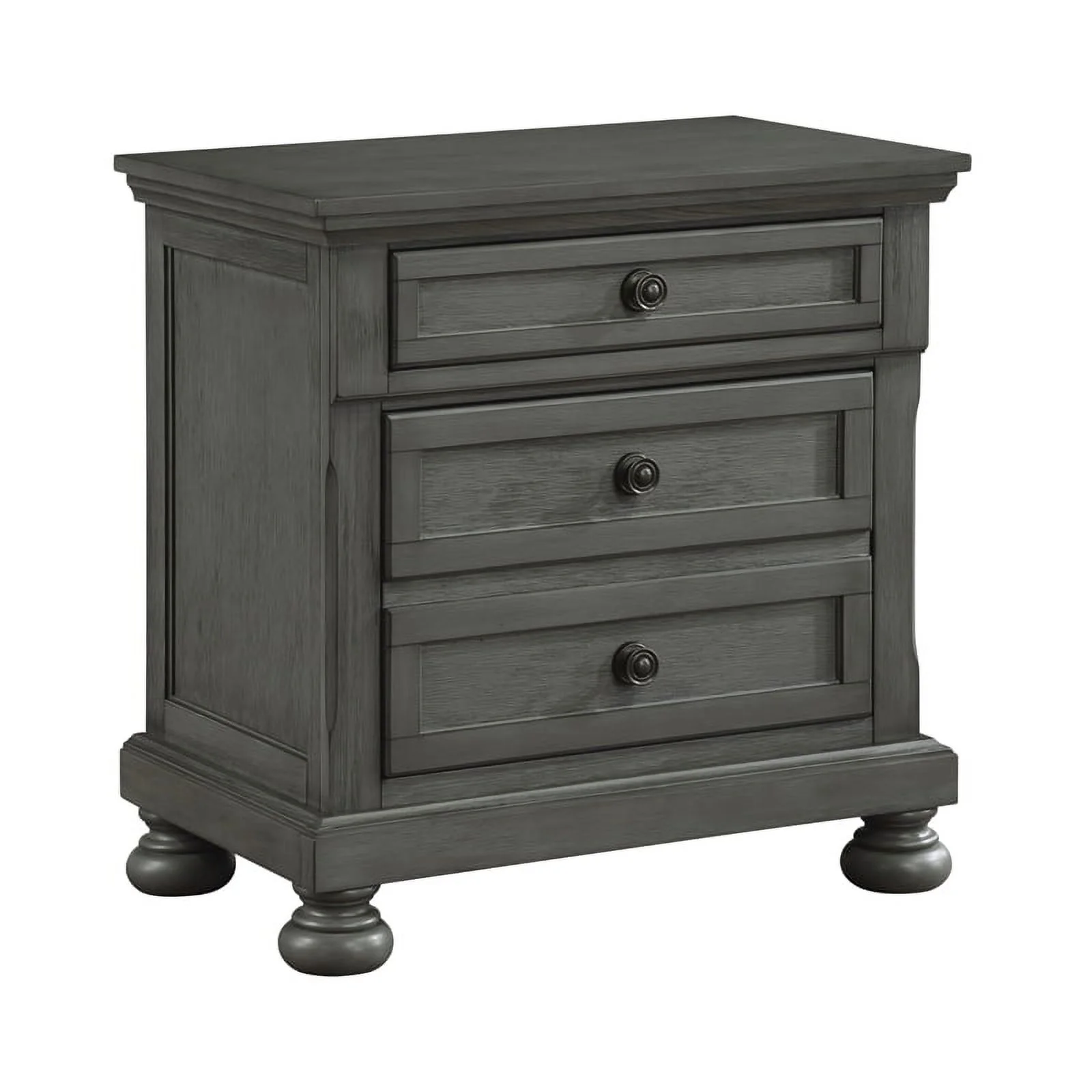 Pemberly Row Modern 5PC King Bedroom Set Made with Wood & Rustic Gray Finish