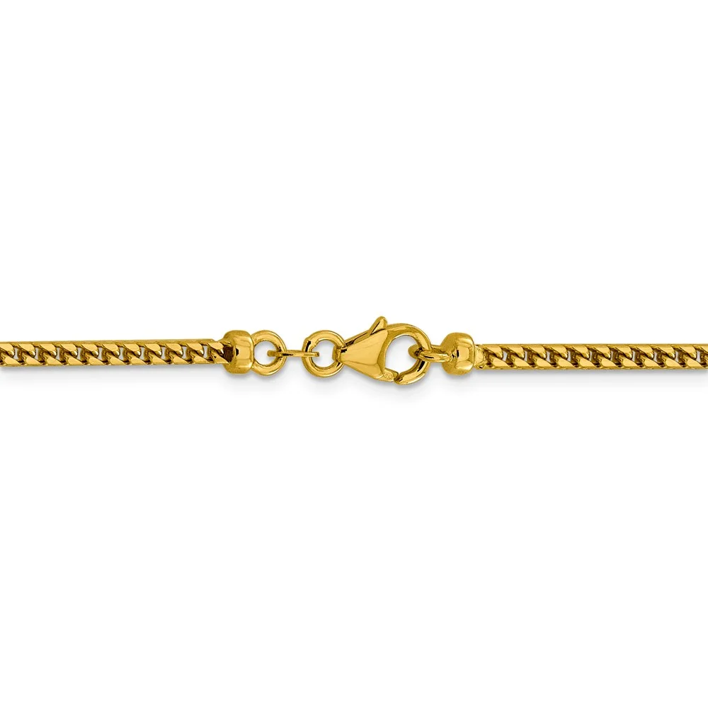 Leslie's Real 14kt Yellow Gold 2.4mm Franco Chain; 20 inch; Lobster Clasp; for Adults and Teens; for Women and Men