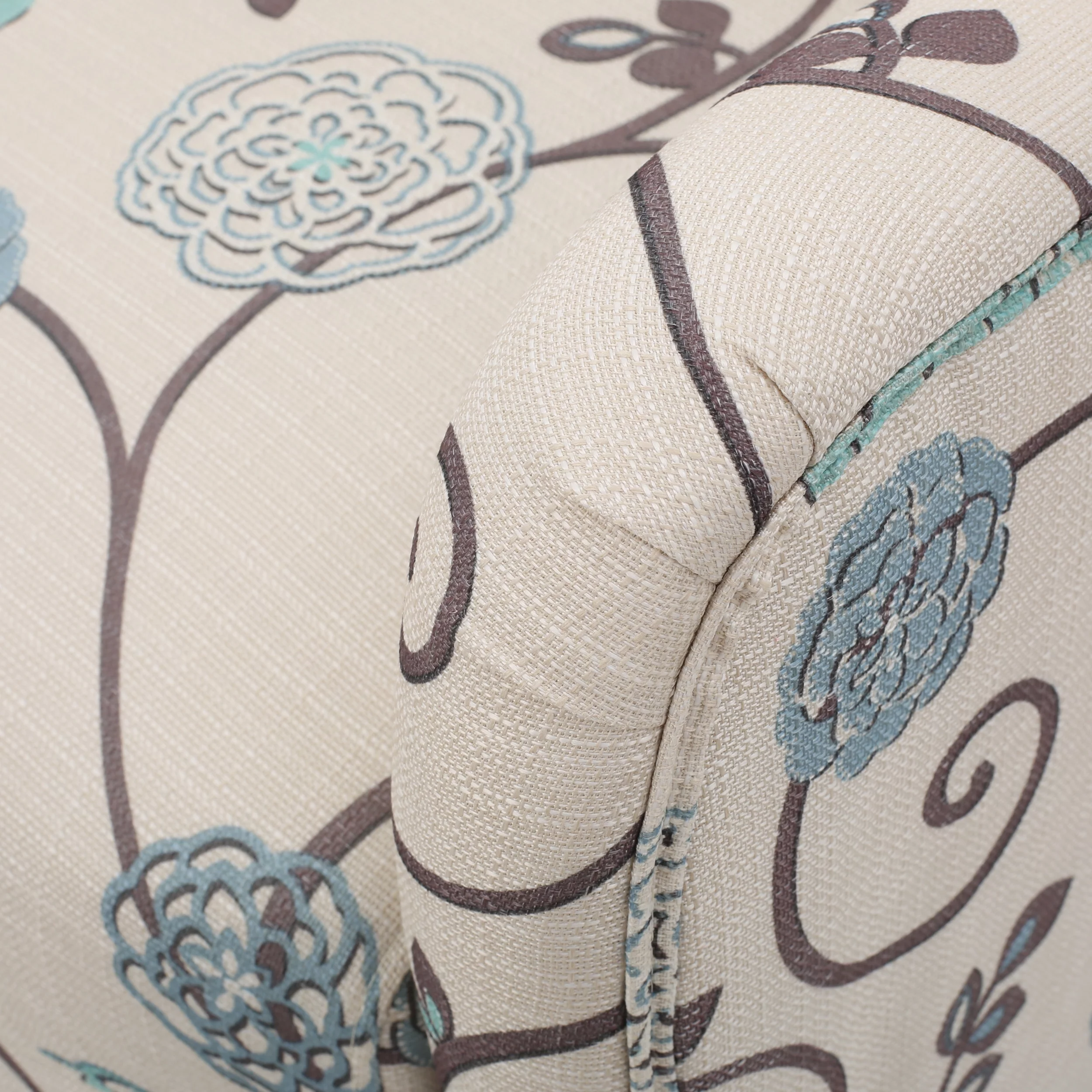 Venette Fabric Club Chair, White and Blue Floral