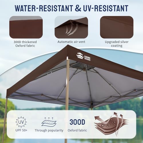 CROWN SHADES Gazebo 10x10 Pop Up Canopy with Mosquito Netting, Screen Tent with 4 Ropes, 8 Stakes, 4 Sandbags and Wheeled Storage Bag
