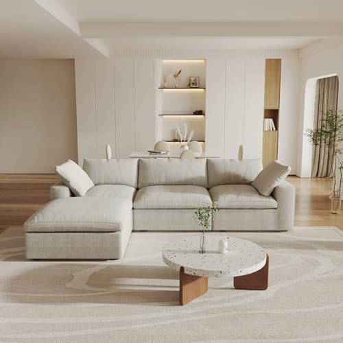 160.6" Cloud Couch Modular Sectional Sofa for Livingroom,Oversized Convertible Sofa with Storage Ottomans,6 Seat Wide Couches