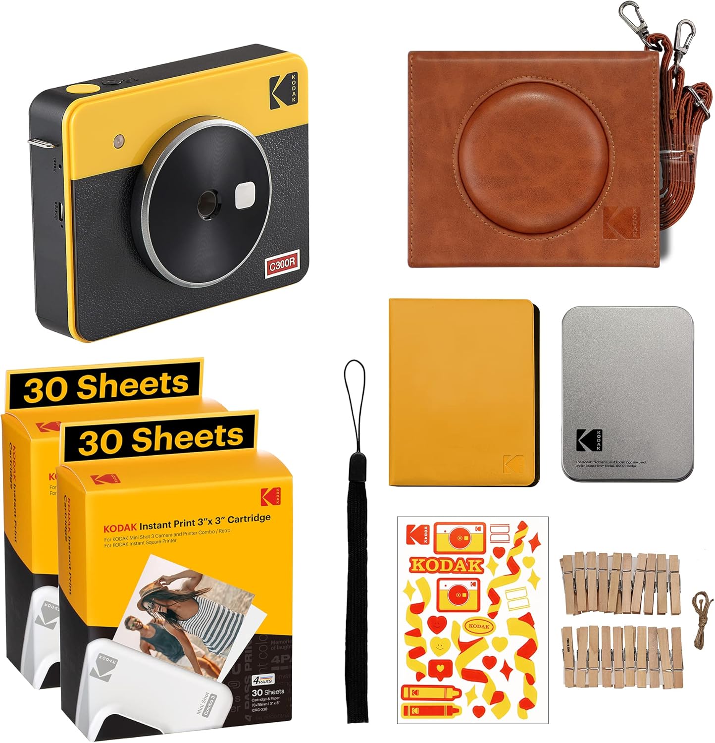 Kodak Mini Shot 3 Retro (60 Sheets) 3x3 2-in-1 Portable Wireless Instant Camera & Photo Printer, Compatible with iOS, Android & Bluetooth