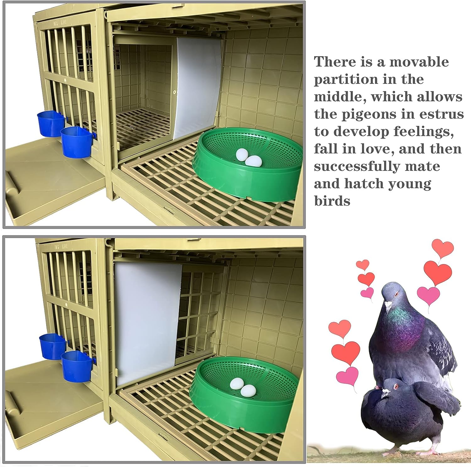 SRRPS PIGEON Pigeon Cage Plastic Pigeon Pairing Cage Bird Cage Pigeon Nest Box Carrier Combination Package Nest Solid Nest Rest and Pairing 32in