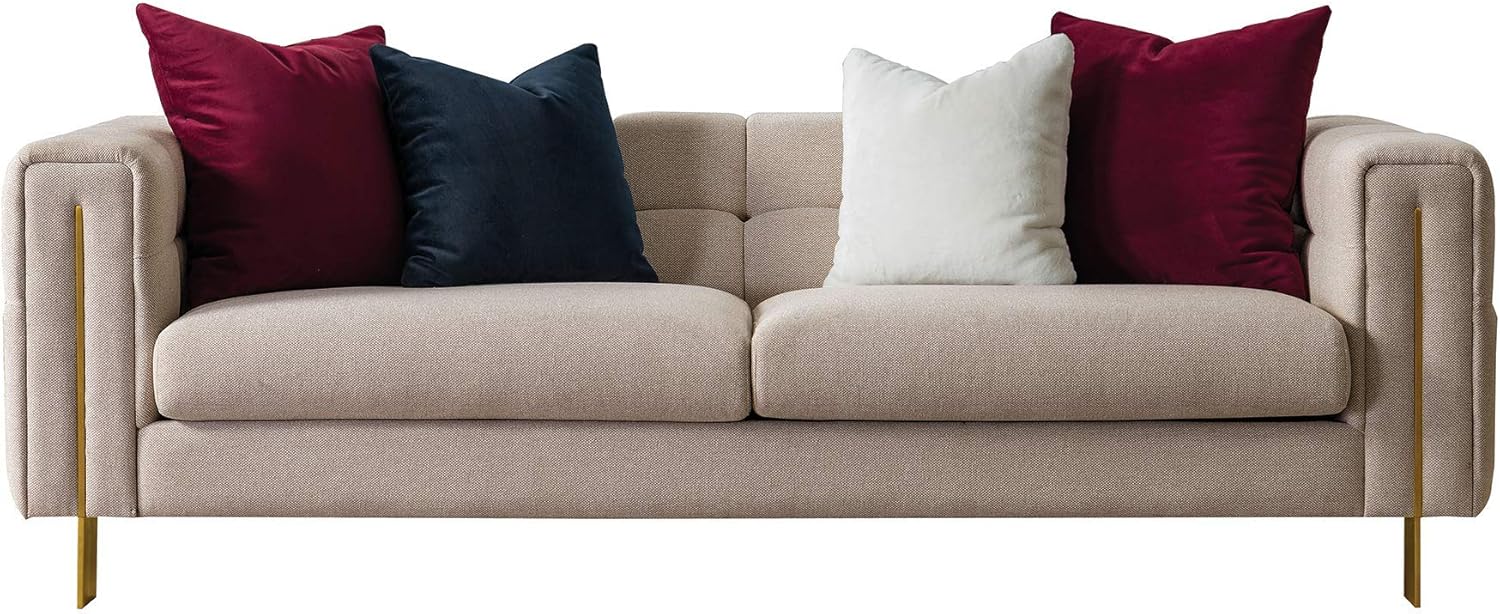 Acanva Modern Living Room Sofa Linen-Like Straight Arm, 69 W Loveseat, Beige