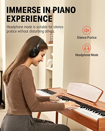 Donner DDP-80 PLUS Digital Piano 88 Key Weighted Keyboard, Home Electric Piano, Supports USB-MIDI & Headphones Connection, Semi-open Cover Designed
