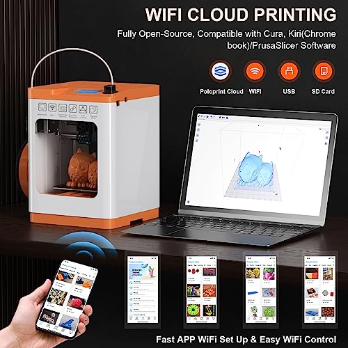 TINA2Plus 3D Printer, HEPHI3D 250mm/s High Speed FDM 3D Printers Fully Open Source, Auto Leveling Mini 3D Printer with WiFi Cloud Print