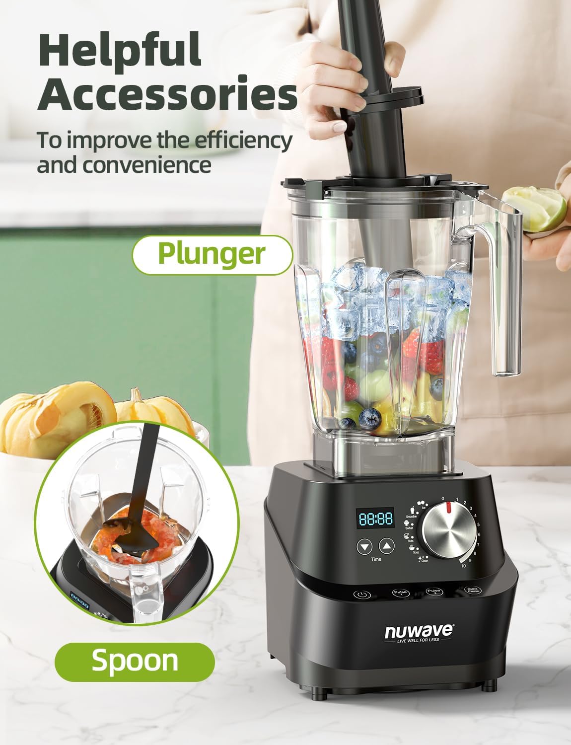 Nuwave Infinity Commercial Blender, Heavy-Duty Smoothie Blender w/ 2.5HP Copper Motor & Laser-Cut Blades, Last 100 Years, Quick Ice Crushing