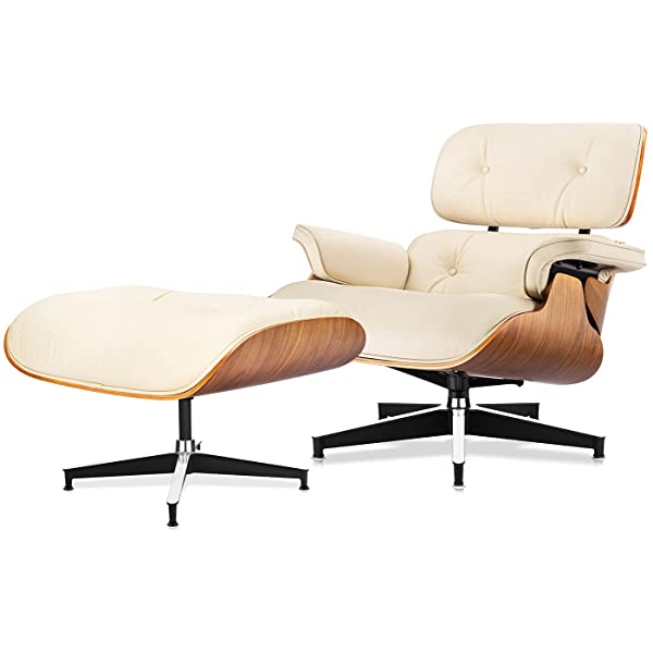 Mid Century Lounge Chair and Ottoman, Modern Chair Classic Design, Top Grain Leather Palisander Wood, Heavy Duty Base Support for Living Room, Study
