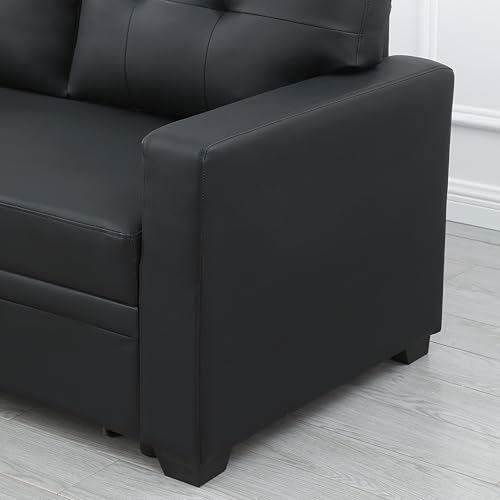 Devion Furniture Regis 4-in-1 Convertible L Shaped Couch with Pull Out Bed and Storage, Sectional Sleeper Sofa with Reversible Chaise for Living Room