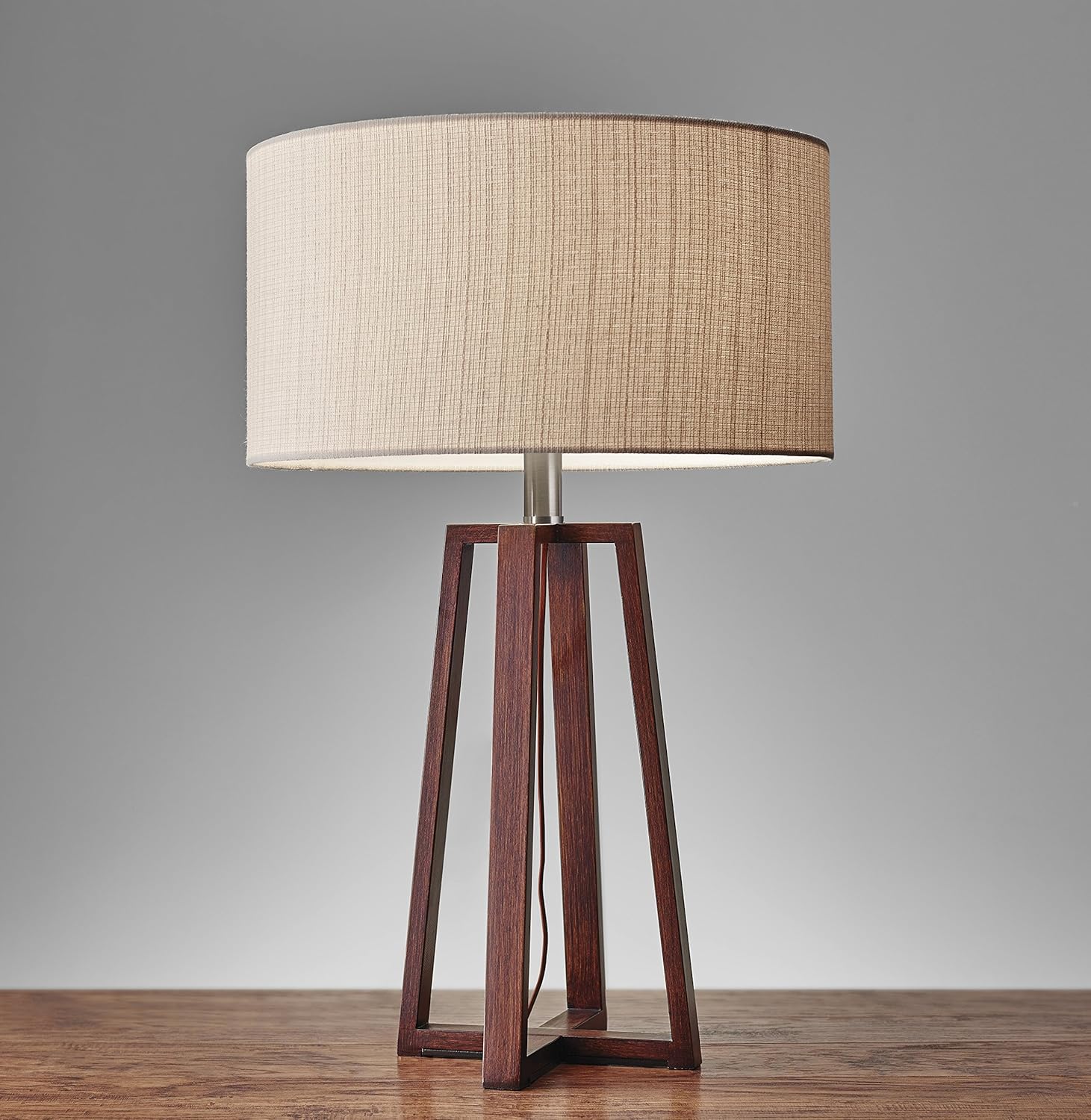 Adesso 1502-15 Quinn Table Lantern, 17 in, 60 W Incandescent/CFL, Walnut Birch Wood, 1 Wooden Lamp