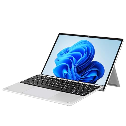 VGKE 2-in-1 Touch-Screen Laptop, 12.3" 3K IPS Tablet PC with Keyboard, Celeron J4125, Up to 2.7Ghz, 8GB RAM, 256GB SSD, USB Type-C, Webcam, Silver