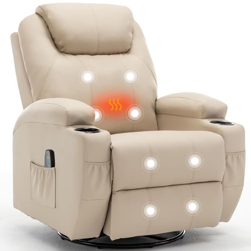 Recliner Chair, Rocking Chair with Massage and Heat, 360° Swivel Recliner Chairs for Adults