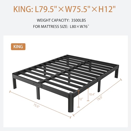 Full Size Bed Frame No Box Spring Needed, 14 Inch Metal Full Bed Frame, DIY Headboard Holes, Heavy Duty Steel Support 3500 LBS, Noiseless