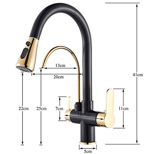 Kitchen Sink Faucet with Hot and Cold Water Brass Pull Down 2 Mode Sprayer Kitchen Faucet Deck Mounted Single Hole Kitchen Sink Mixer Tap with