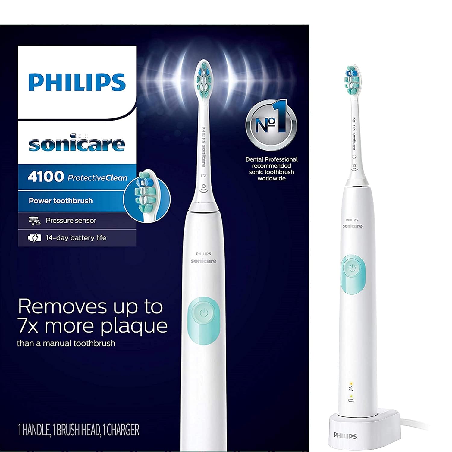 Phillips Sonicare Sonicare ProtectiveClean Removes up to 7x More Plaque, Long lasting 4 day Battery Life Rechargeable Electric Toothbrush