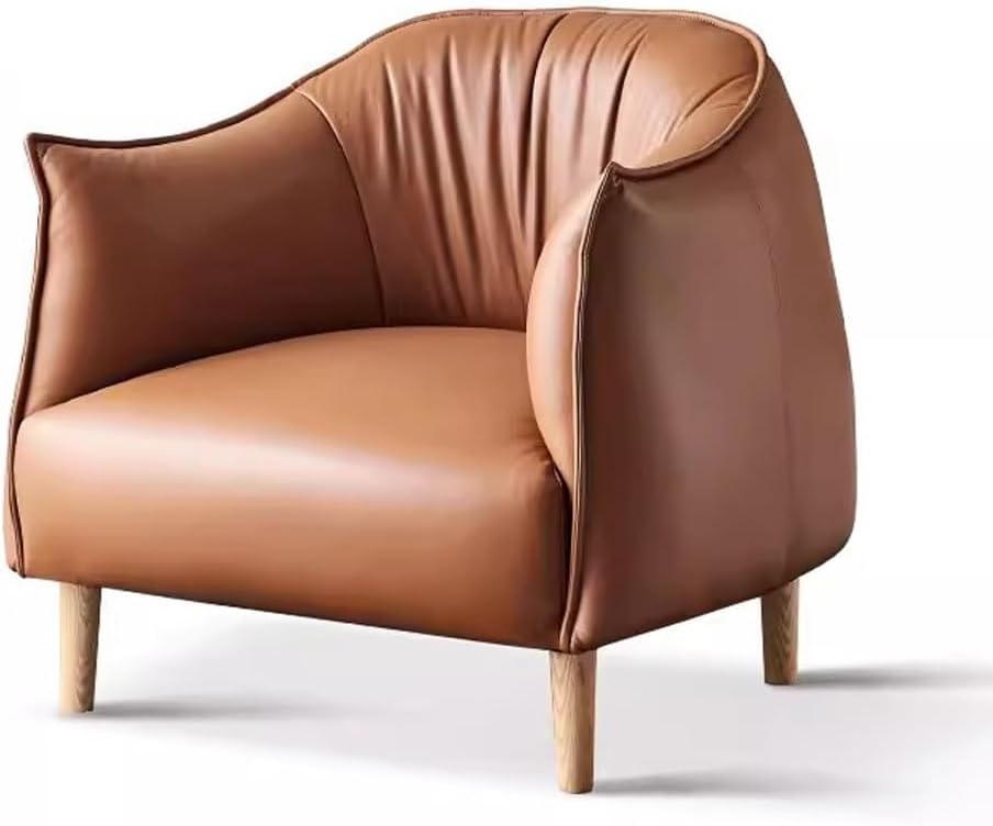 Couch for Living Room Leather Sofa Modern Minimalist Solid Wood Sofa Chair Nordic Small Apartment Living Room Light Luxury Single Sofa Samll Sofa