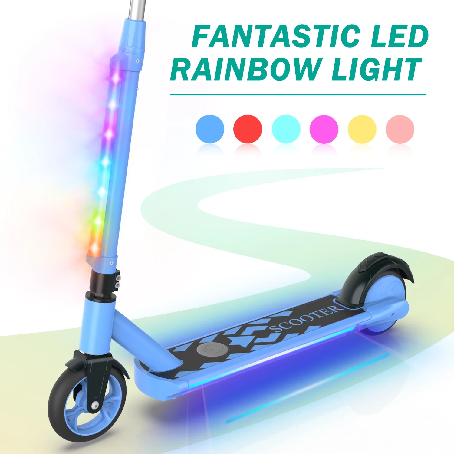 LIEAGLE Kids Electric Scooter Ride on Foldable Adjustable Electric Scooter for Kids Blue - Curated Treasures Market