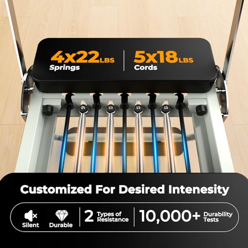 Pro 75" Pilates Reformer Machine with Dual Resistance Springs and Cords, Foldable Pilates Machine Equipment with Jump Board