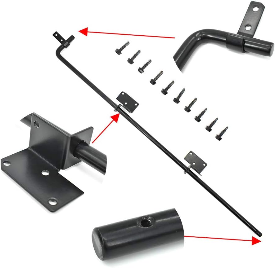 Cane Bolt Heavy Duty Gate Drop Rod 36 inch Steel with Black Finish -2 Pack for Double Door