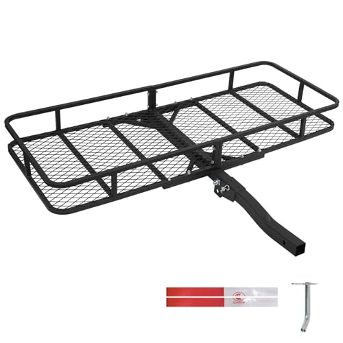 Leader Accessories Trailer Hitch Cargo Carrier Rack, 60"x24"x6" Folding Cargo Carrier Hitch Mount, Vehicle Cargo Basket for SUV, RV, Truck, Van