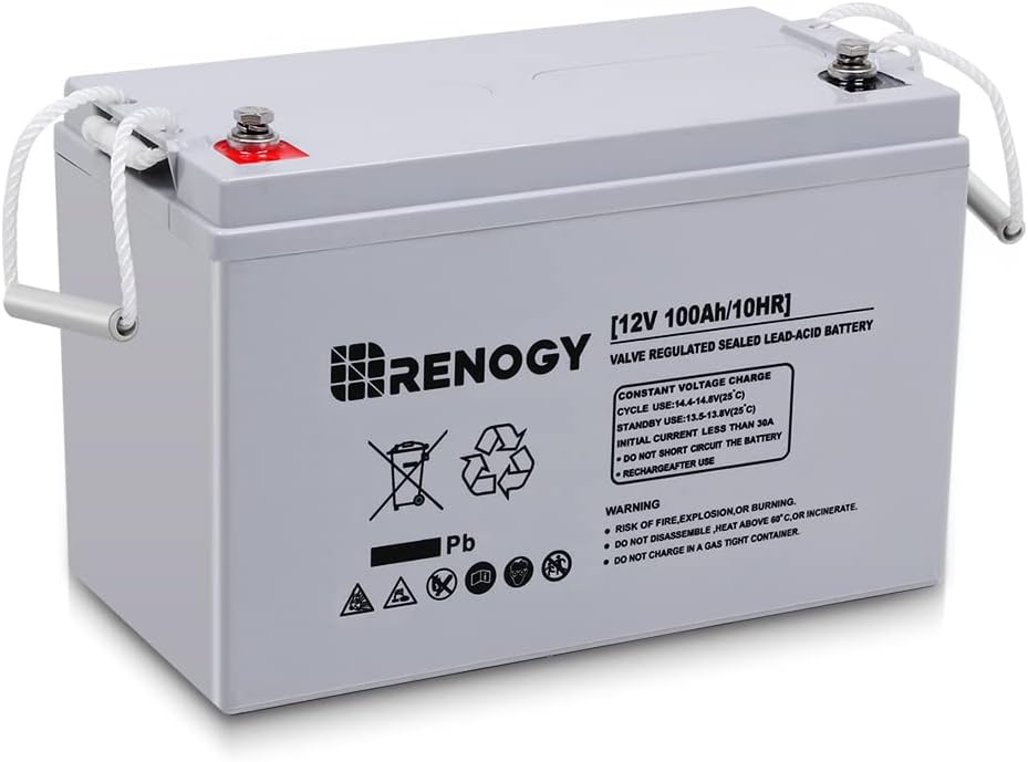 Renogy Deep Cycle AGM Battery 12 Volt 100Ah, 3% Self-Discharge Rate, 2000A Max Discharge Current, Safe Charge Most Home Appliances for RV, Camping