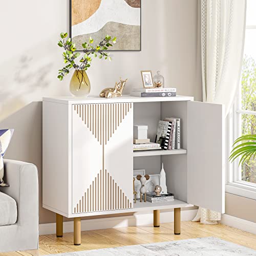 Tribesigns Modern Grey Storage Cabinet Set, Freestanding Floor Cabinet, Classic 59 inches Sideboard, Wood Buffet Cabinet with Doors