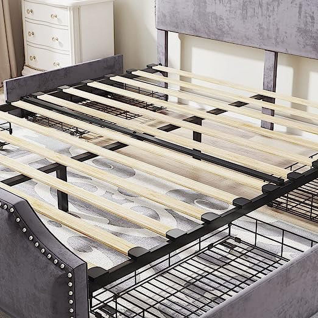 AMERLIFE King Size Bed Frame with 4 Storage Drawers and Headboard