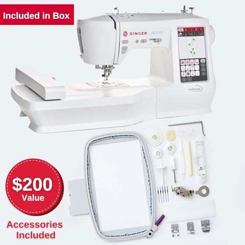 SINGER SE9180 Sewing & Embroidery Machine | 250 Built-in Stitches, 150 Embroidery Designs, 10 Fonts, 1-Step Buttonhole, 7" Touchscreen