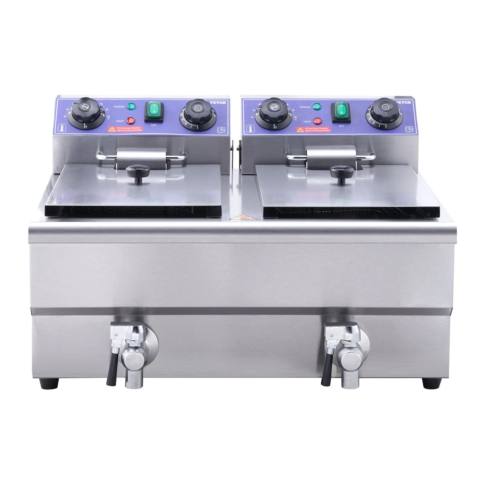VEVOR Commercial Electric Deep Fryer - Dual Tanks, 3000W Countertop Fryer
