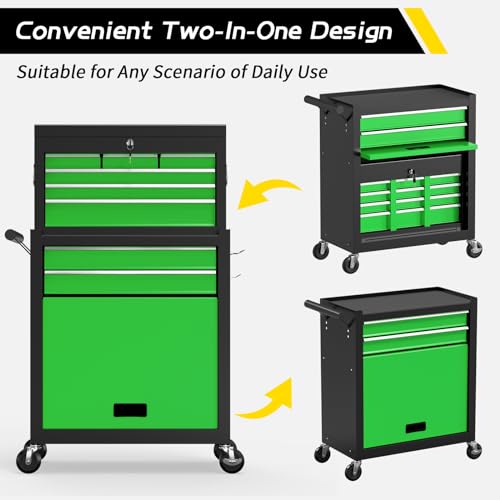 On Shine 8 Drawer Rolling Tool Chest, Large Capacity Rolling Tool Box with Wheels, Locking Mechanical Tool Chest