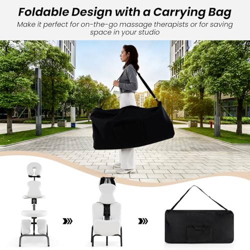 Giantex Portable Light Weight Massage Chair Travel Massage Tattoo Spa Chair w/Carrying Bag (White)