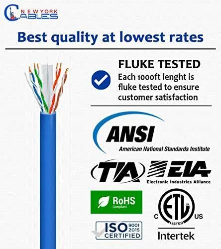 White Cat6 1000ft Ethernet 23AWG UTP 550MHz Plenum Cable Pull Box