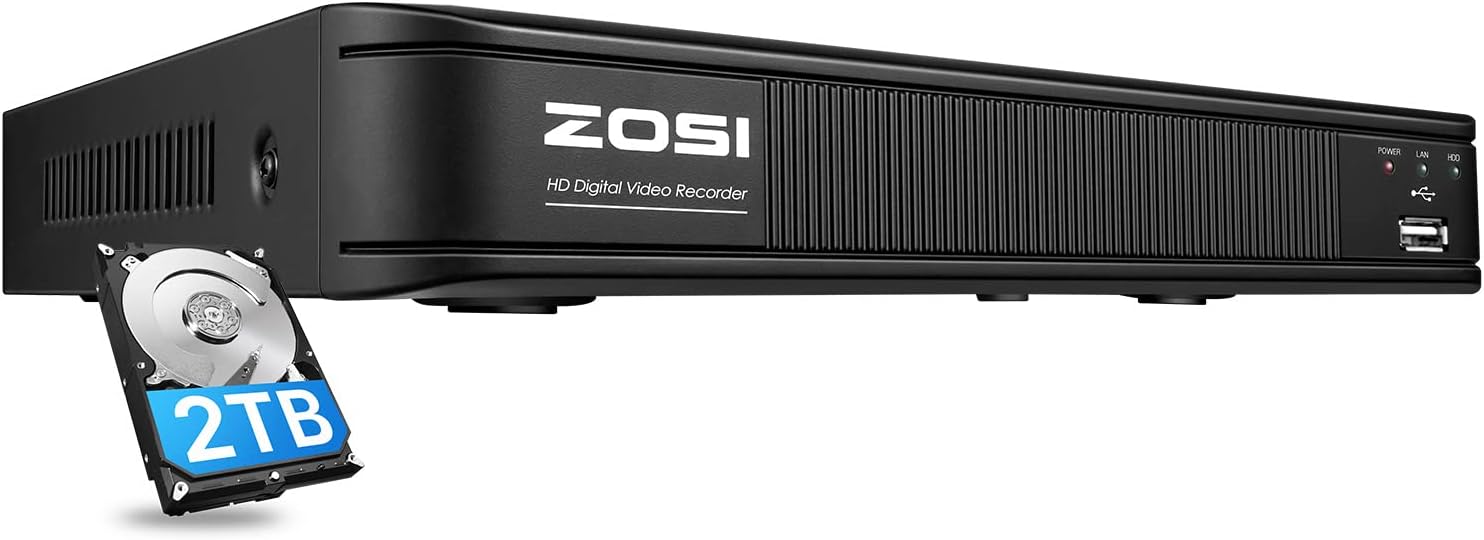 ZOSI H.265+ 5MP Lite Security DVR 4 Channel Full 1080p, Remote Access, Motion Detection, Alert Push