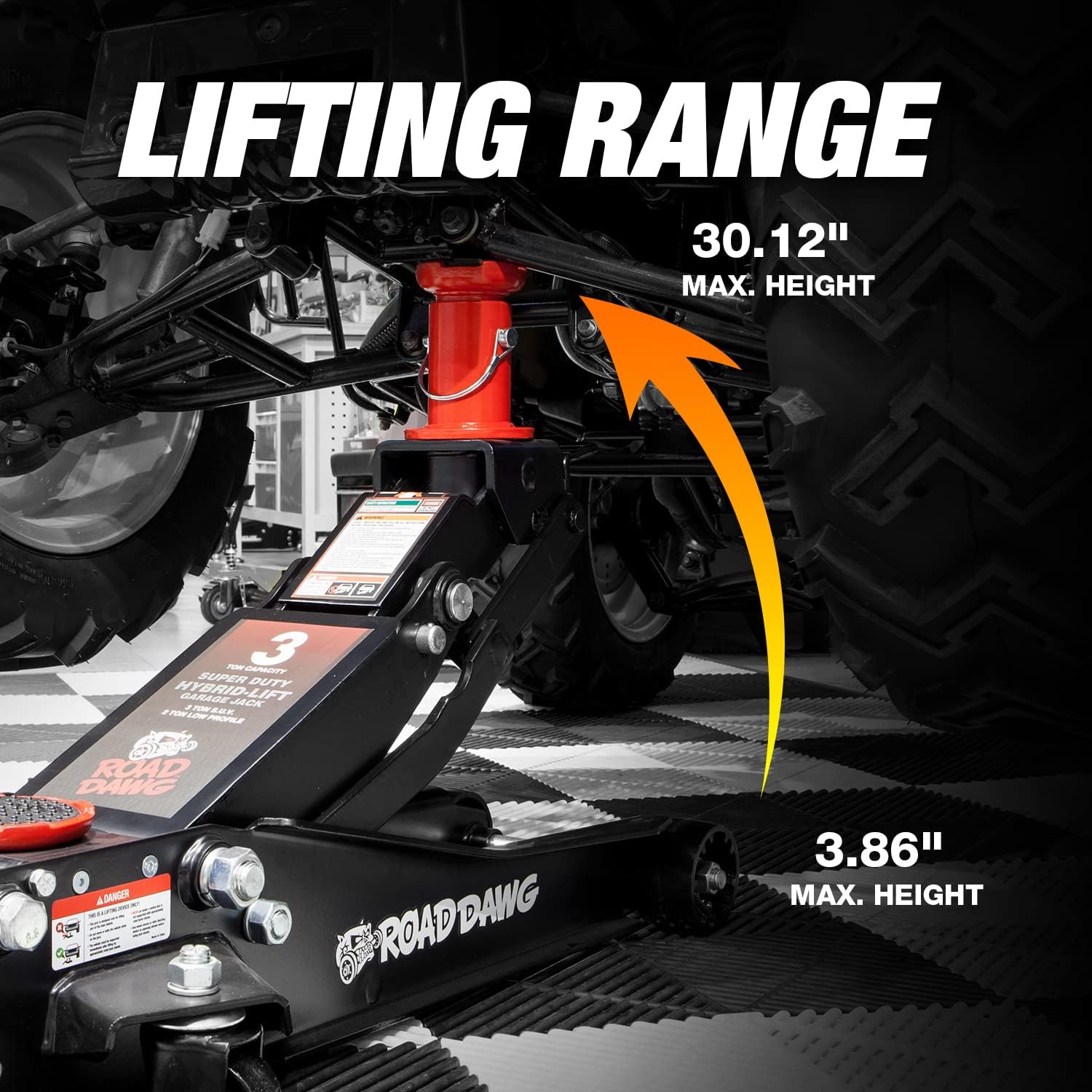 Road Dawg ATZ830027HD Torin Hydraulic Low and High Profile Professional Grade Foldable Garage Service/Floor Jack with Quick Lift Pump, 3 Ton (6