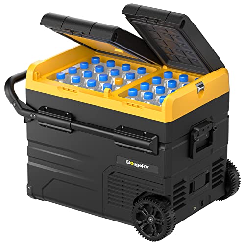 BougeRV 12 Volt Car Refrigerator Dual Zone Dual Door With Wheels-New