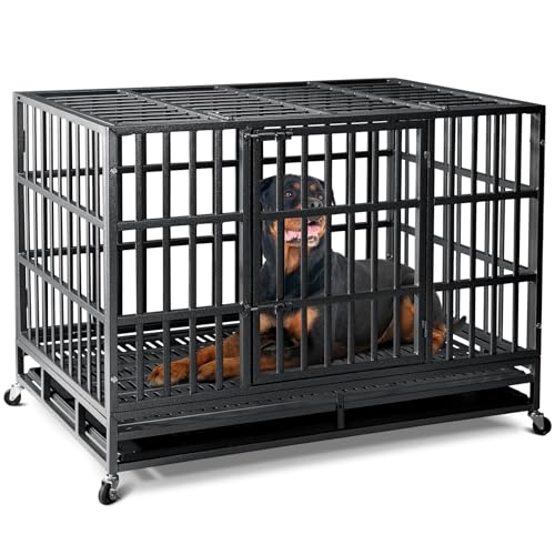 Oranland 48 inch Heavy Duty Indestructible Dog Crate,2025 New Upgraded Reinforced Baseplate for Large Dogs