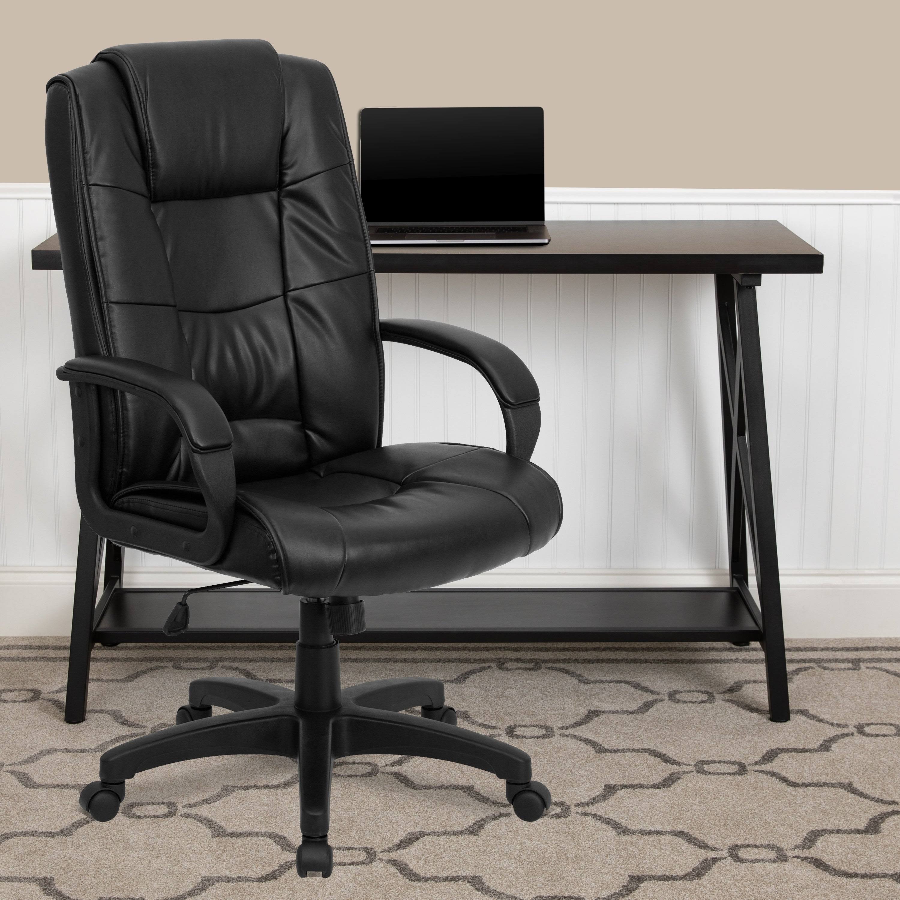 Lancaster Home Leather High Back Black Executive Office Chair