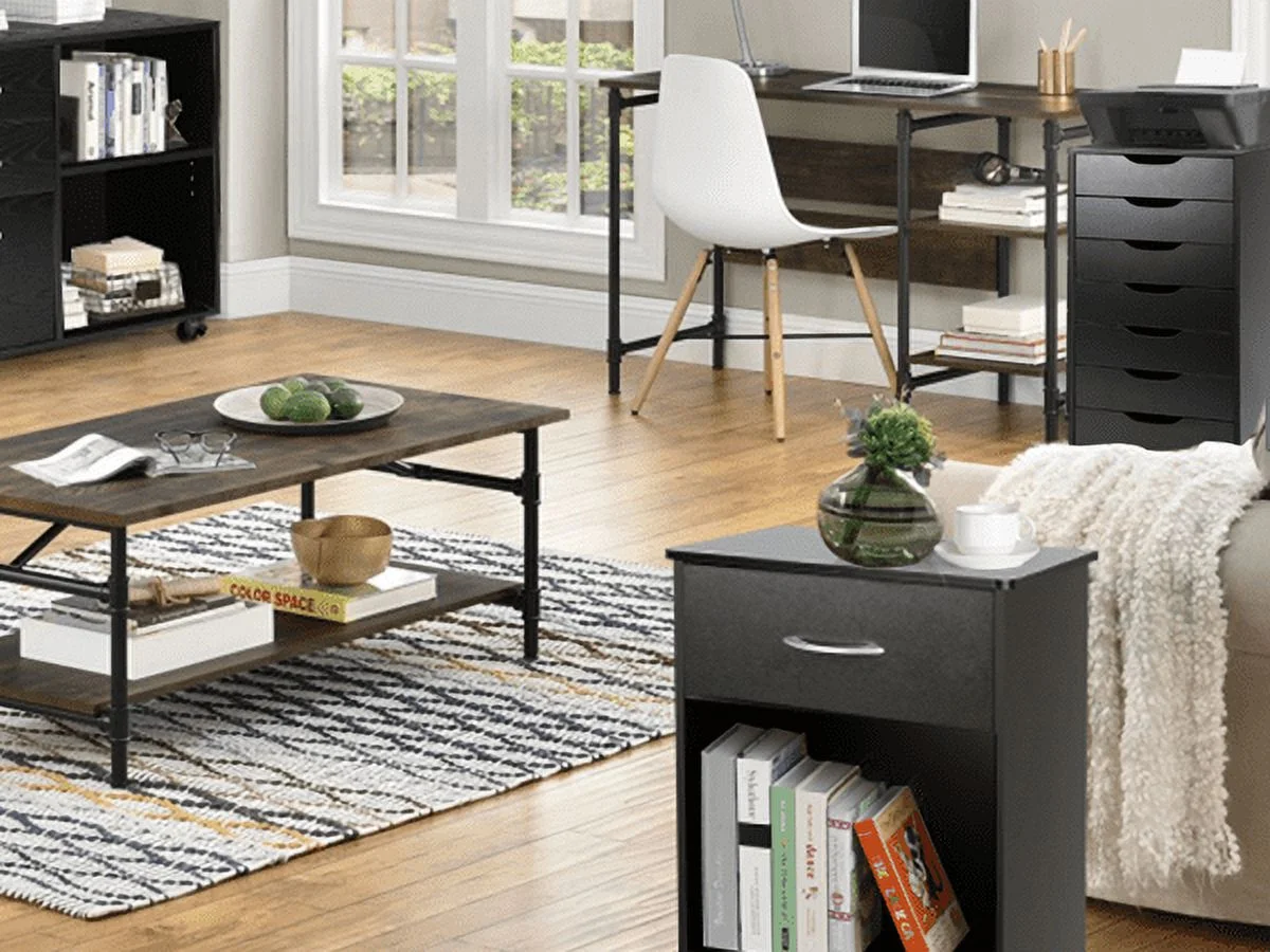 Richya 7-Drawer Chest, Storage Dresser Cabinet with Wheels, Tall Chest of Drawers for Closet and Bedroom (Black, 7 Drawer)