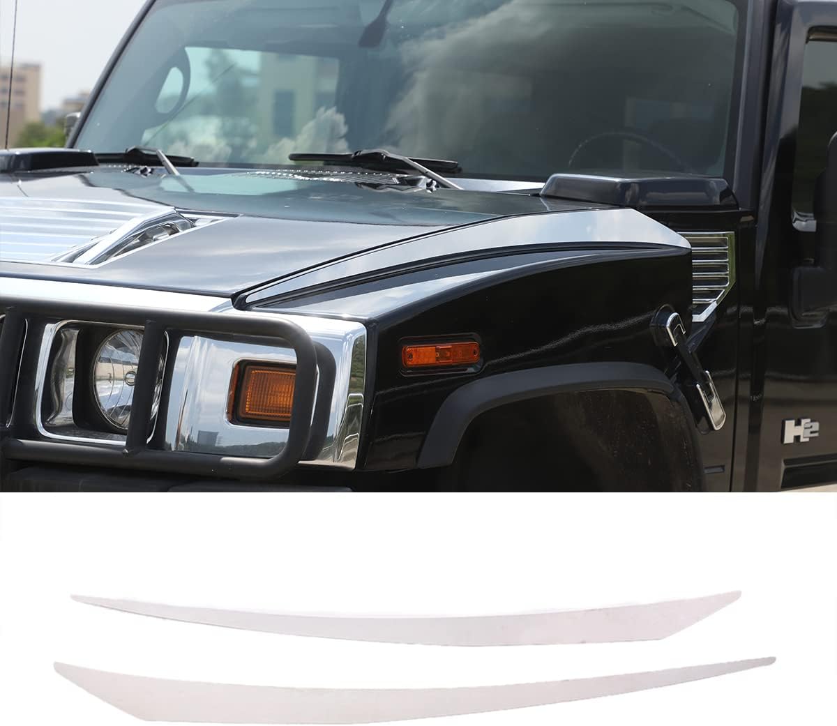 Compatible with 2003-2009 Hummer H2 Car Exterior Hood Decorative Cover Trim Sticker,Hood Accent Trim Cover Accessories,1 Pair